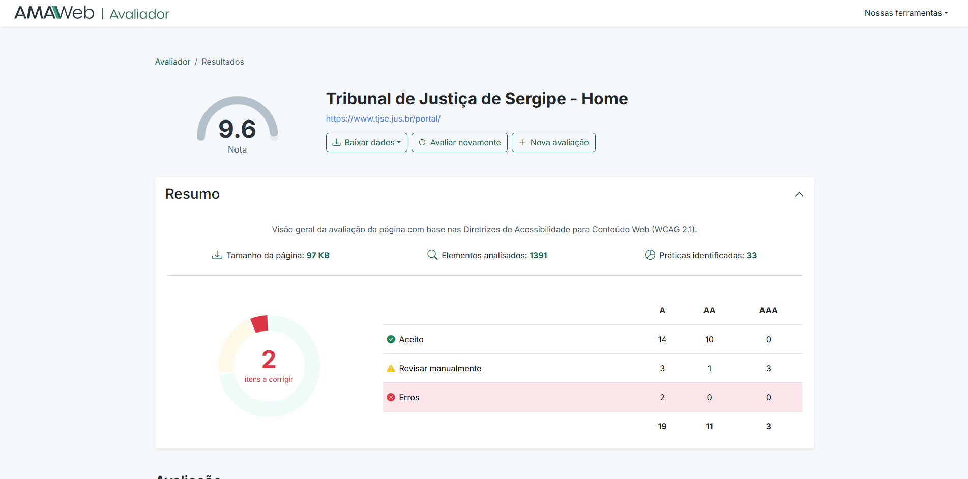 print da tela do amaweb